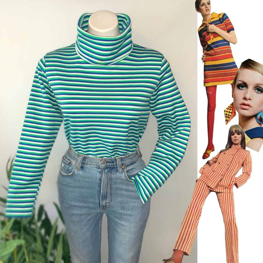 s t r i p e :: Vintage 60s Striped Turtleneck Sweater